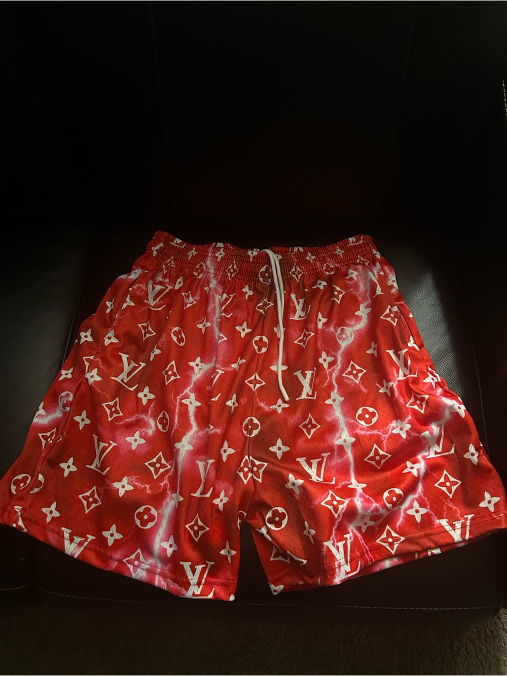 Men’s Red Logo-Print Athletic Shorts with Drawstring